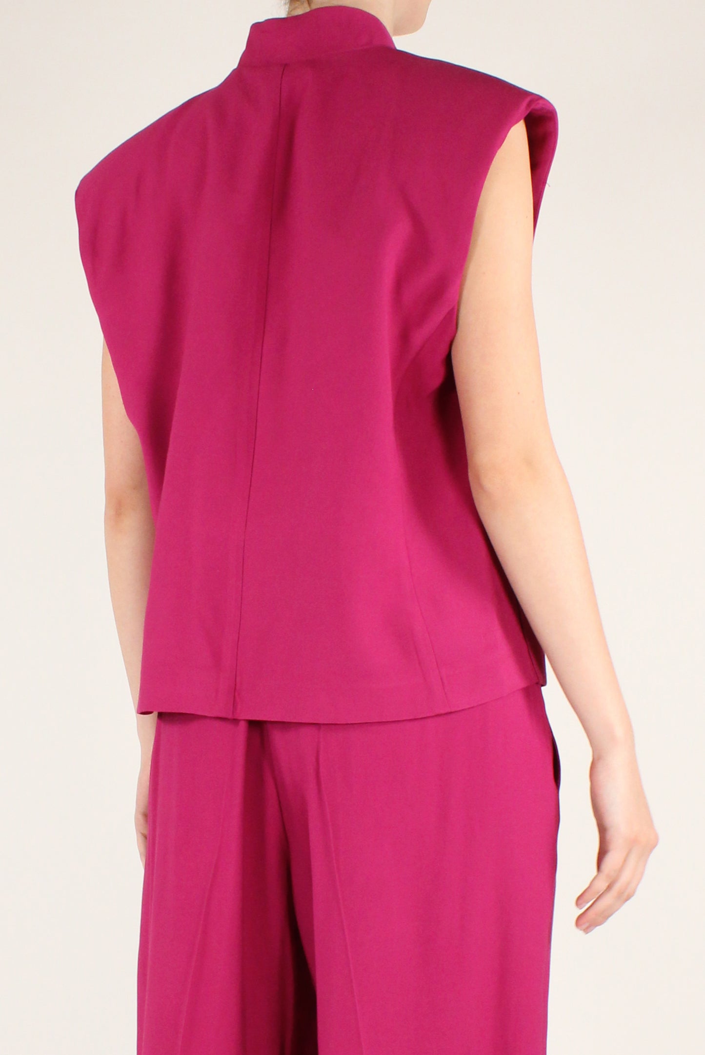 Viscose Blend Stand-Up Collar Vest