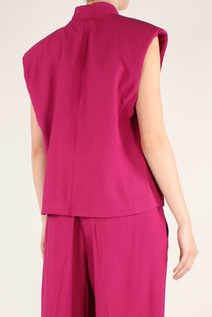 Viscose Blend Stand-Up Collar Vest