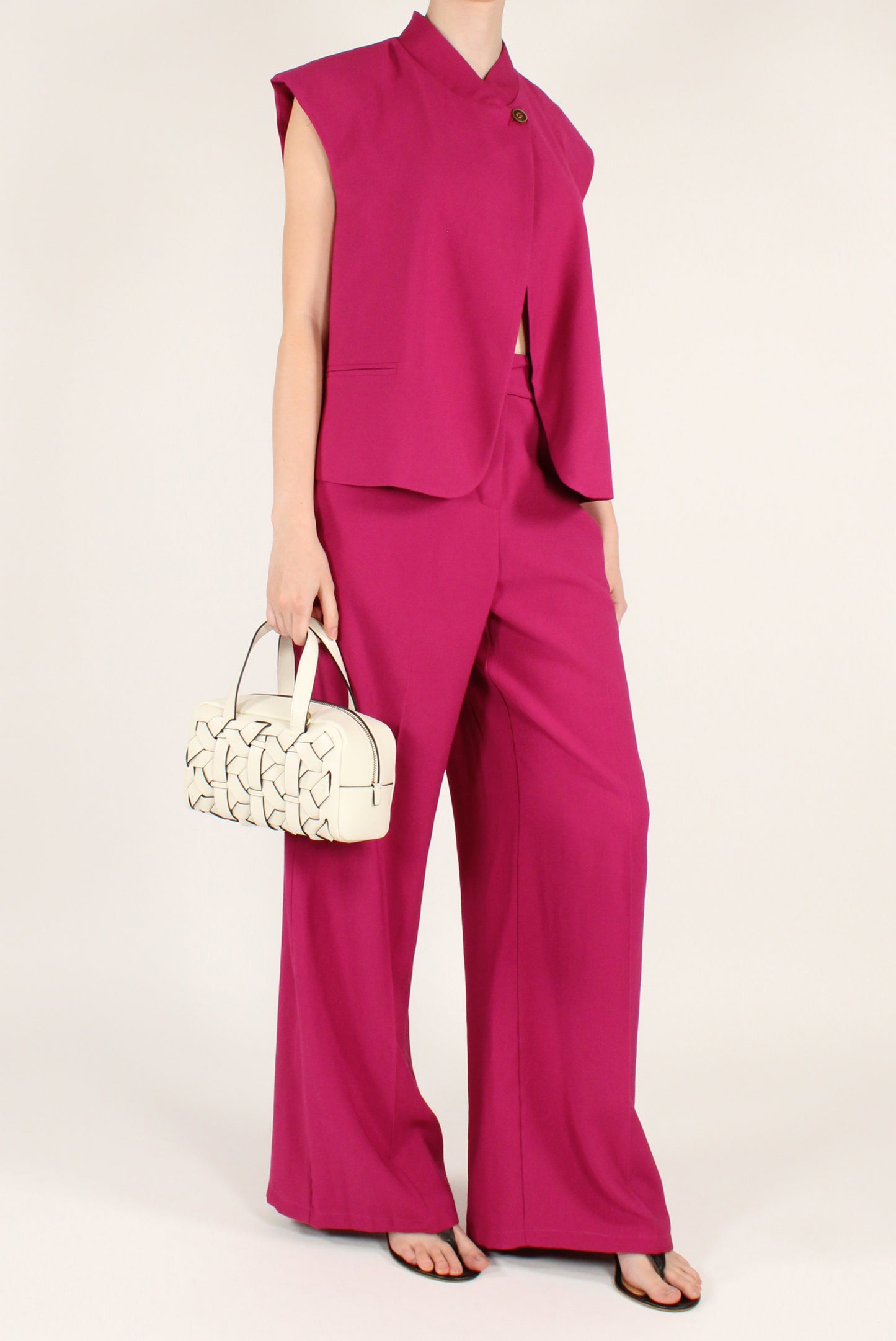 Viscose Blend Stand-Up Collar Vest