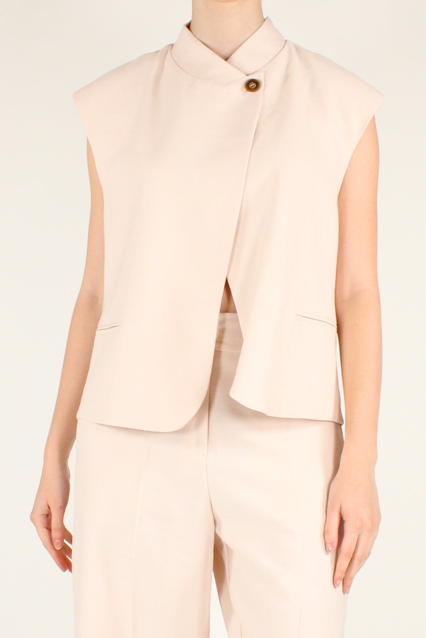 Viscose Blend Stand-Up Collar Vest