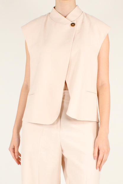 Viscose Blend Stand-Up Collar Vest