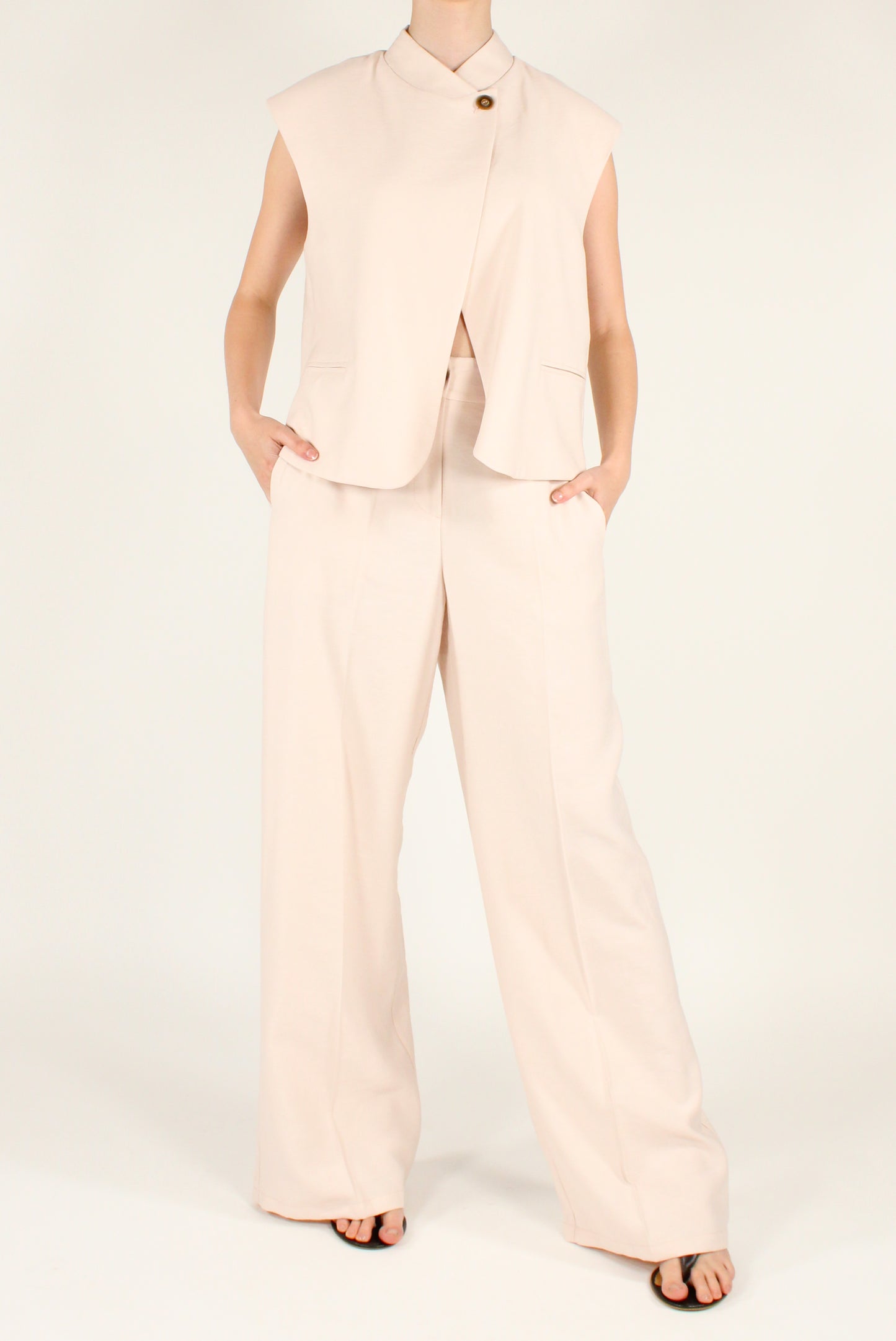 Viscose Blend Stand-Up Collar Vest
