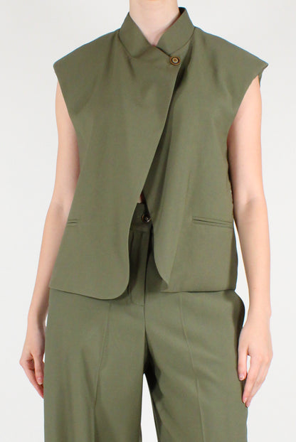 Viscose Blend Stand-Up Collar Vest