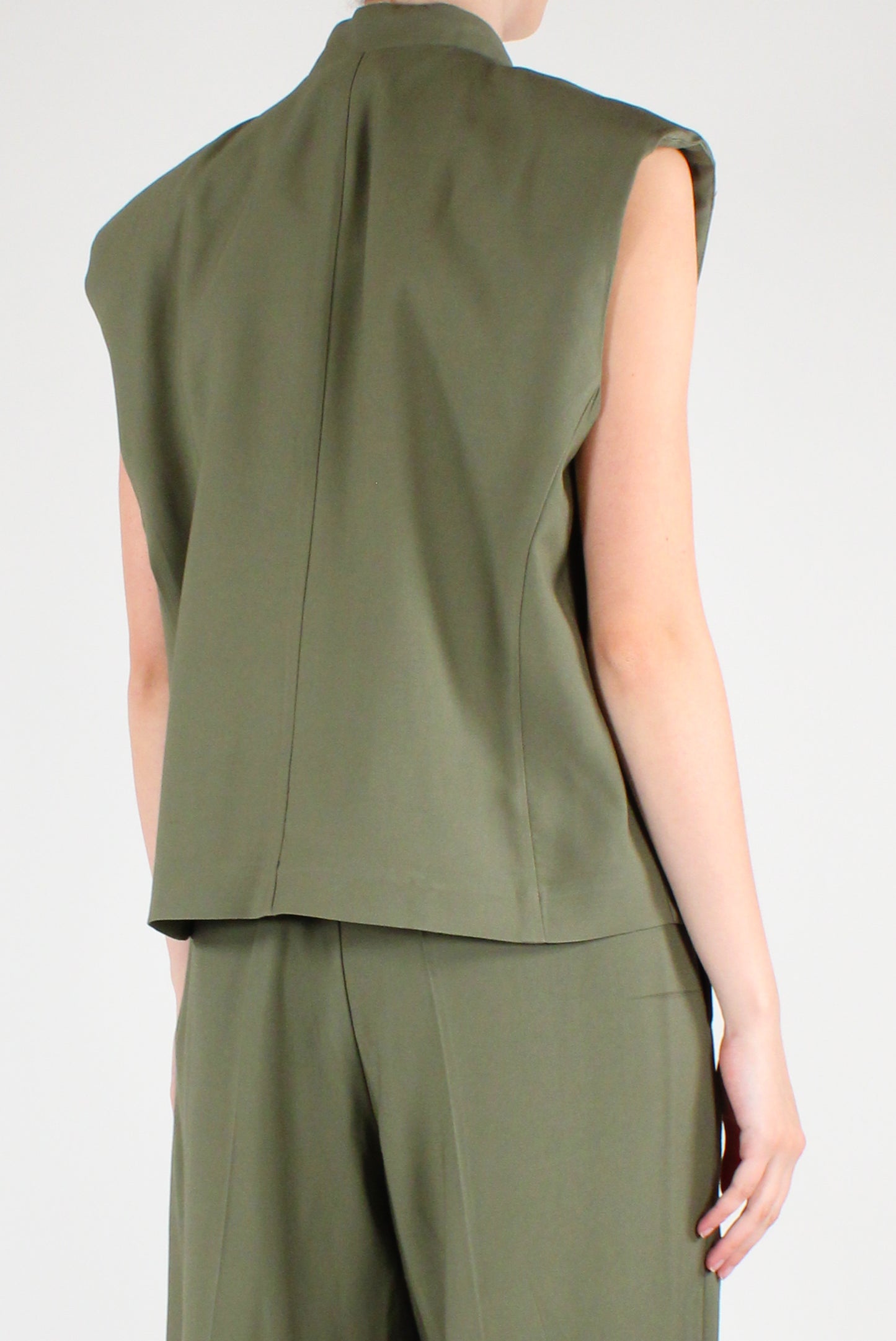 Viscose Blend Stand-Up Collar Vest
