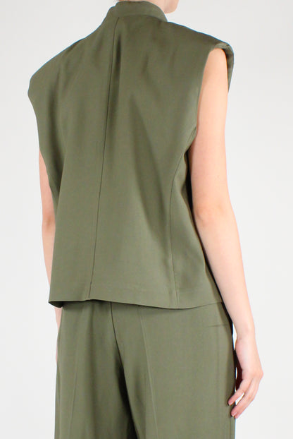 Viscose Blend Stand-Up Collar Vest