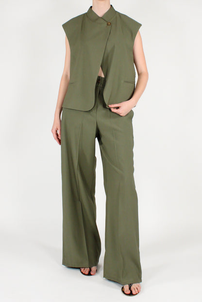 Viscose Blend Stand-Up Collar Vest