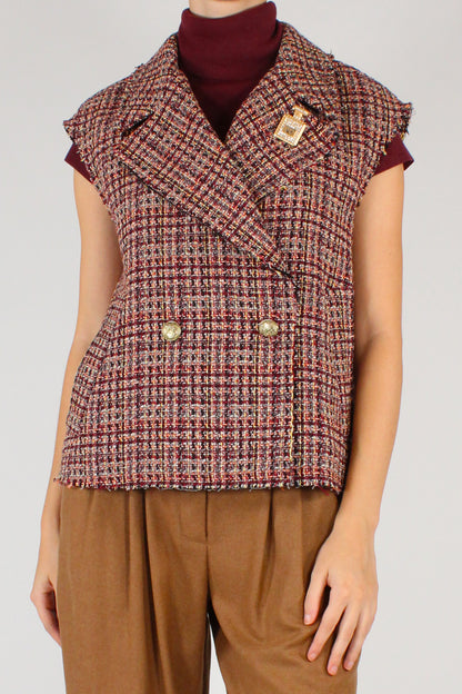 Gilet Doppiopetto Tweed Multicolore