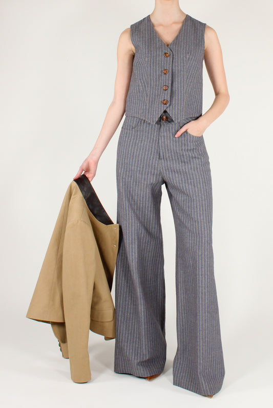 Gilet Gessato in Viscosa Denim