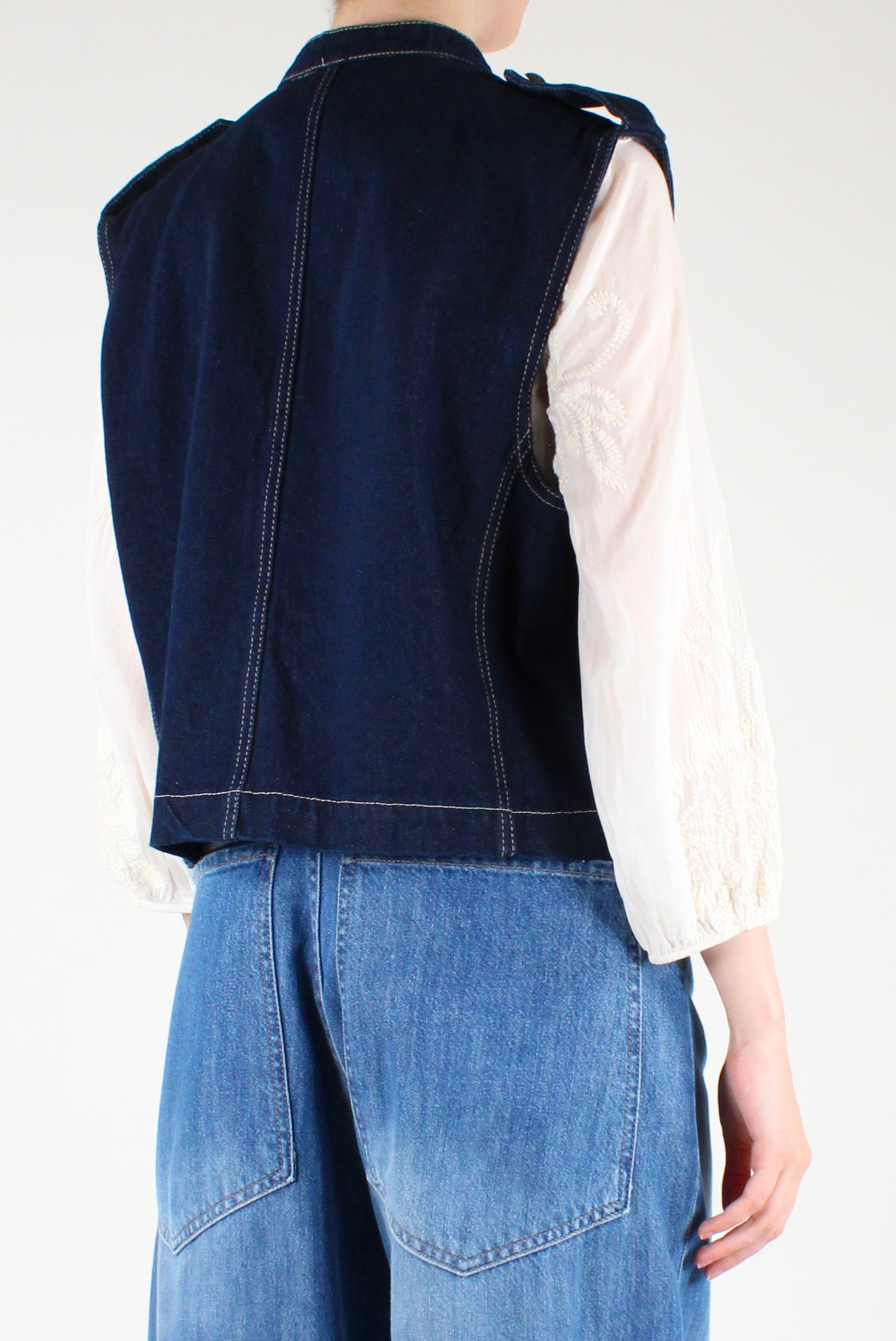 Gilet Napoleonico in Denim Lavaggio Scuro