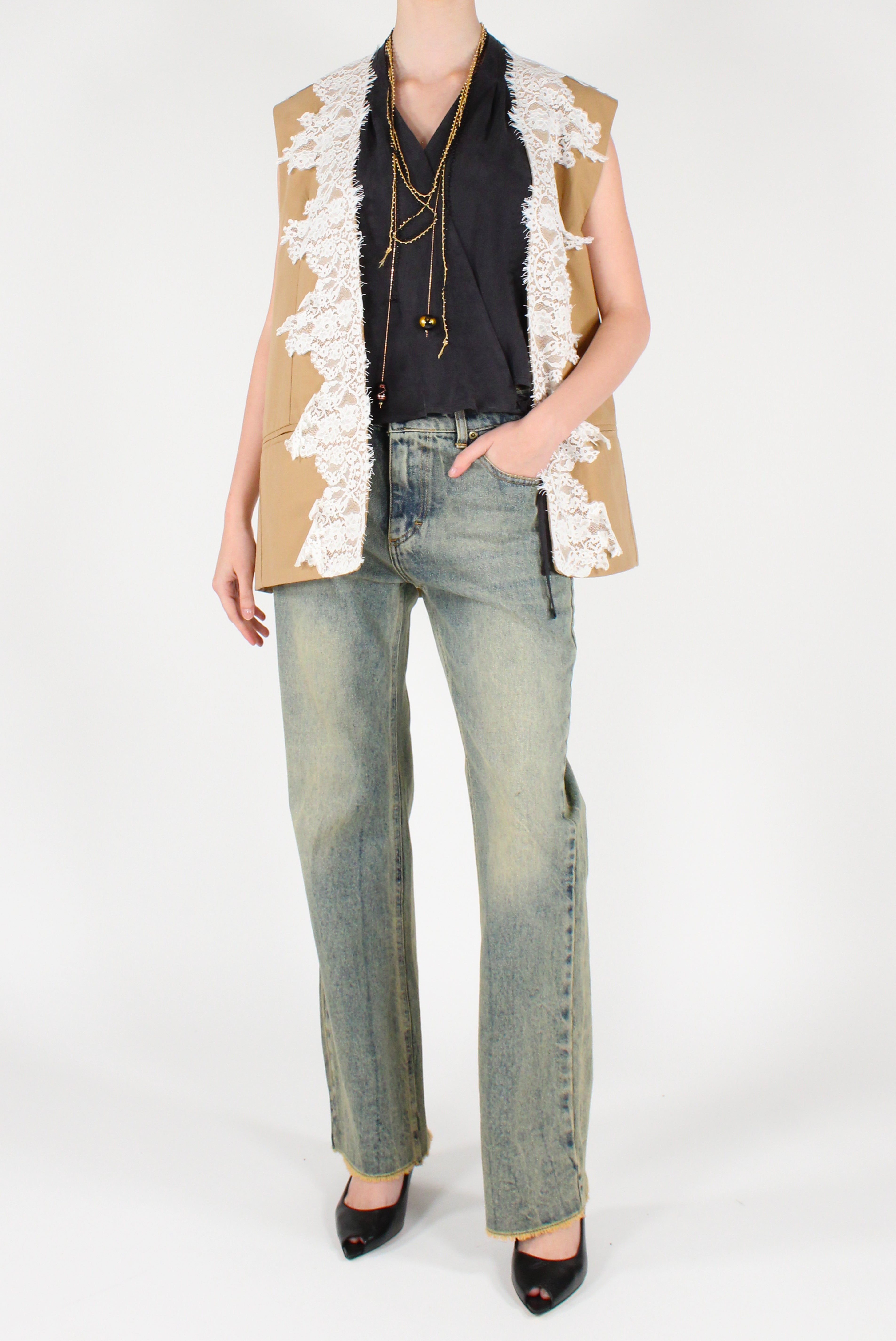 Buy Women's Cotton Vest with Lace | MaClò Milano