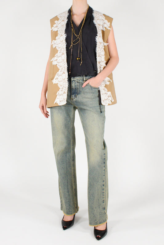 Gilet Over Aperto con Pizzo