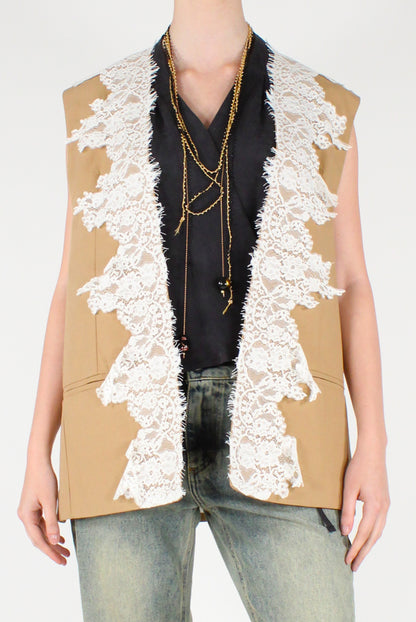 Gilet Over Aperto con Pizzo