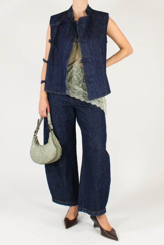 Gilet Denim Con Alamari