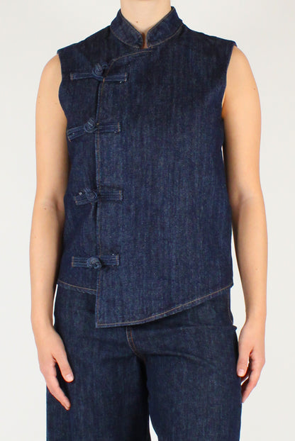 Gilet Denim Con Alamari