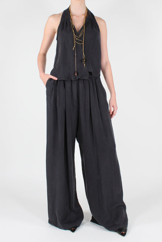 Cupro and Viscose Blend Palazzo Trousers