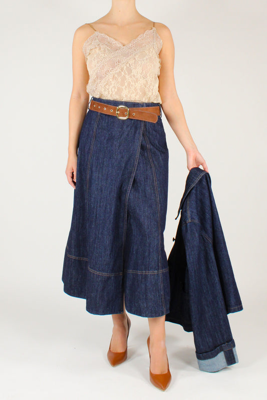 Midi Wrap Denim Skirt