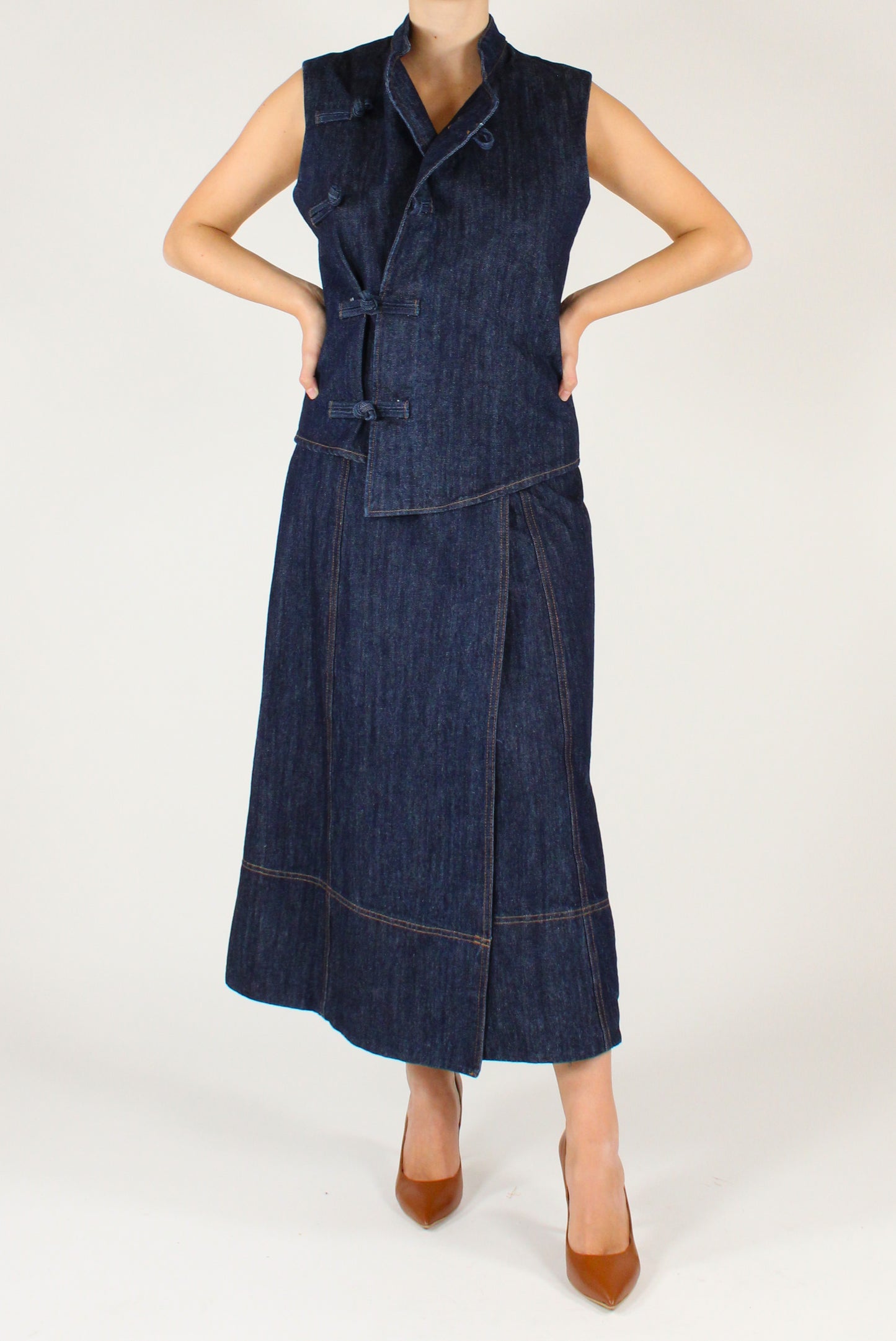 Gilet Denim Con Alamari