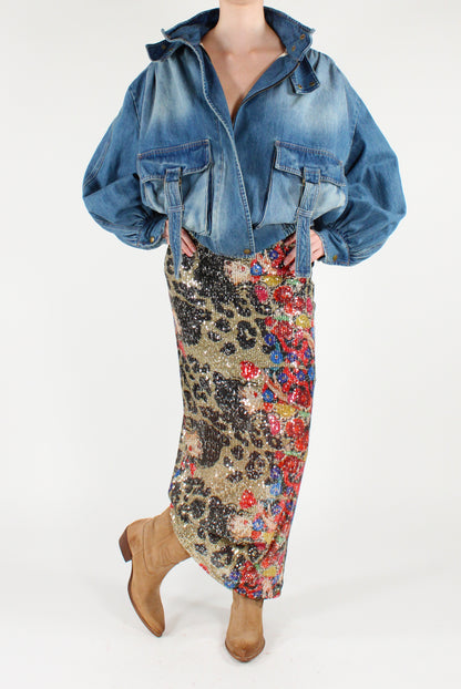 Gonna Fantasia Animalier con Paillettes