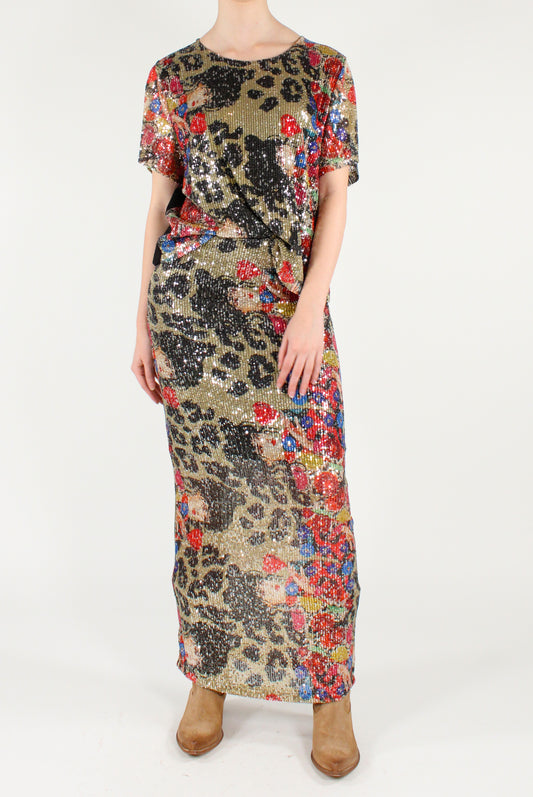 Animal Print Skirt with Sequins