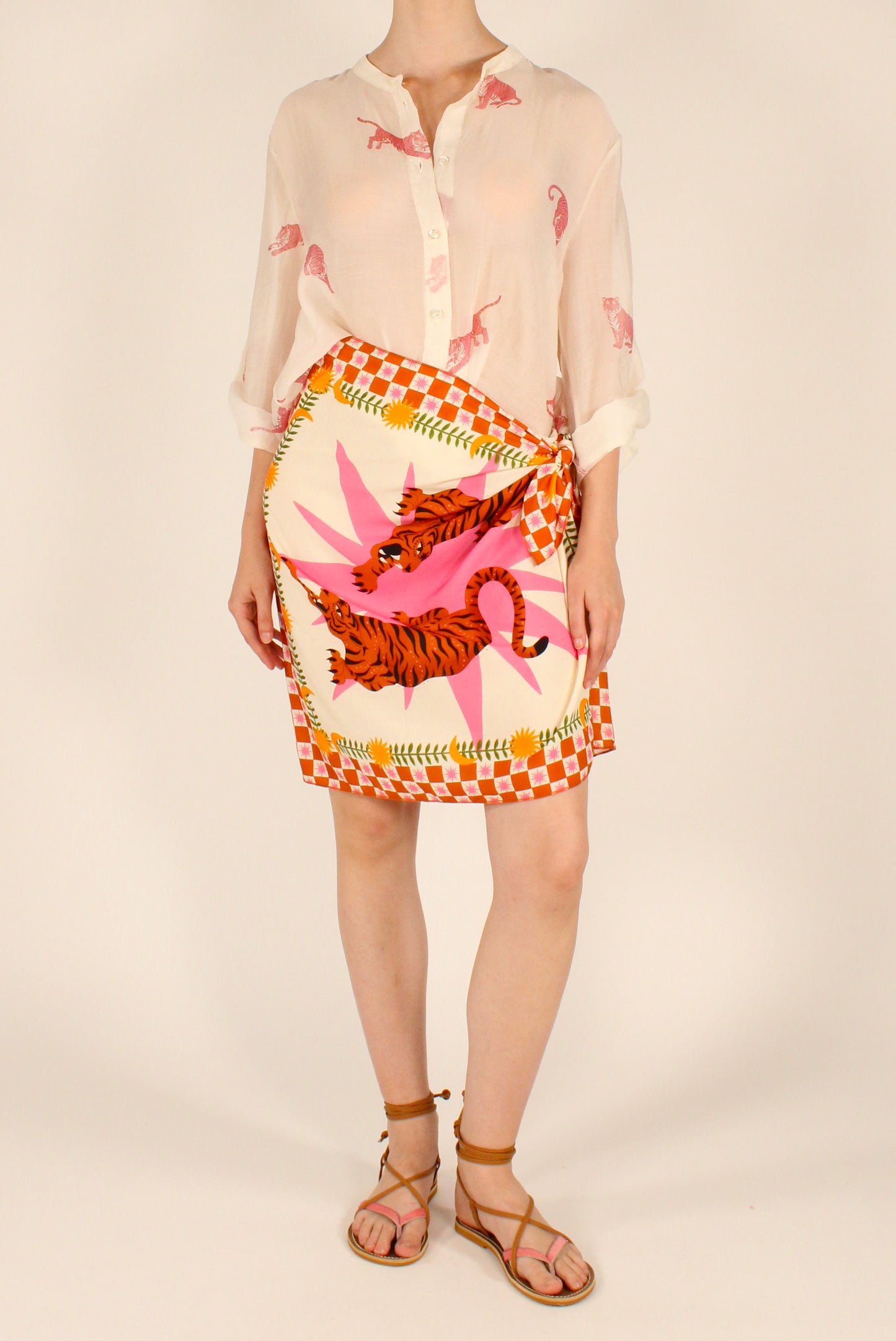 Camicia Stampa Tigri Rosa