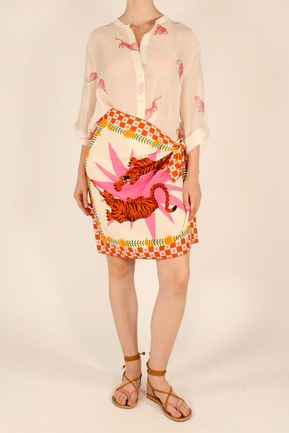 Camicia Stampa Tigri Rosa