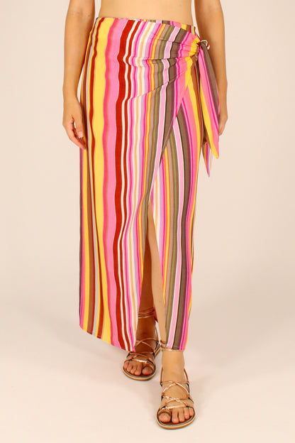 Gonna Lunga Pareo Stampa Righe Multicolore