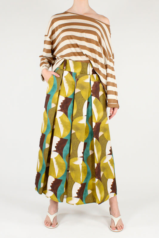 Abstract Multicolored Long Skirt