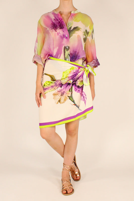 Gonna Pareo Stampa Orchidea Viola/Lime