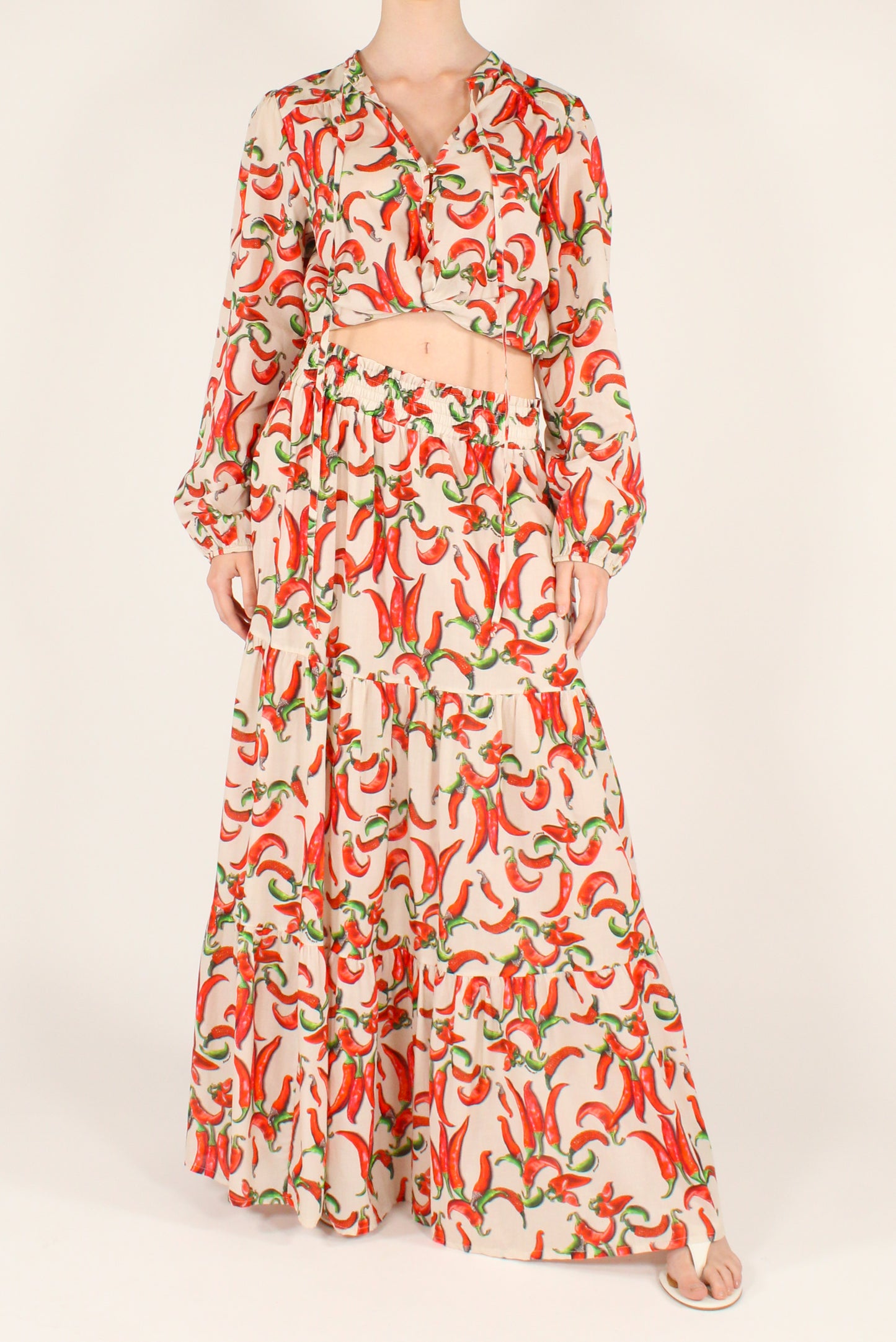 Long Skirt Chili Pepper Print