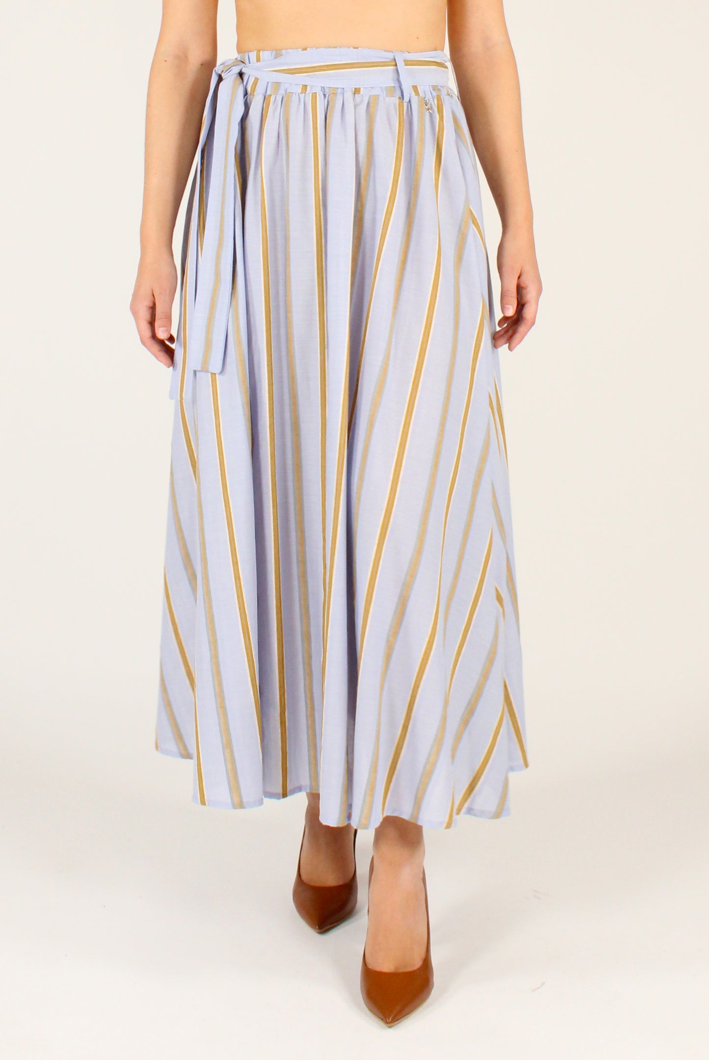 Gonna Lunga Cotone e Lino a Righe