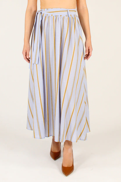Gonna Lunga Cotone e Lino a Righe