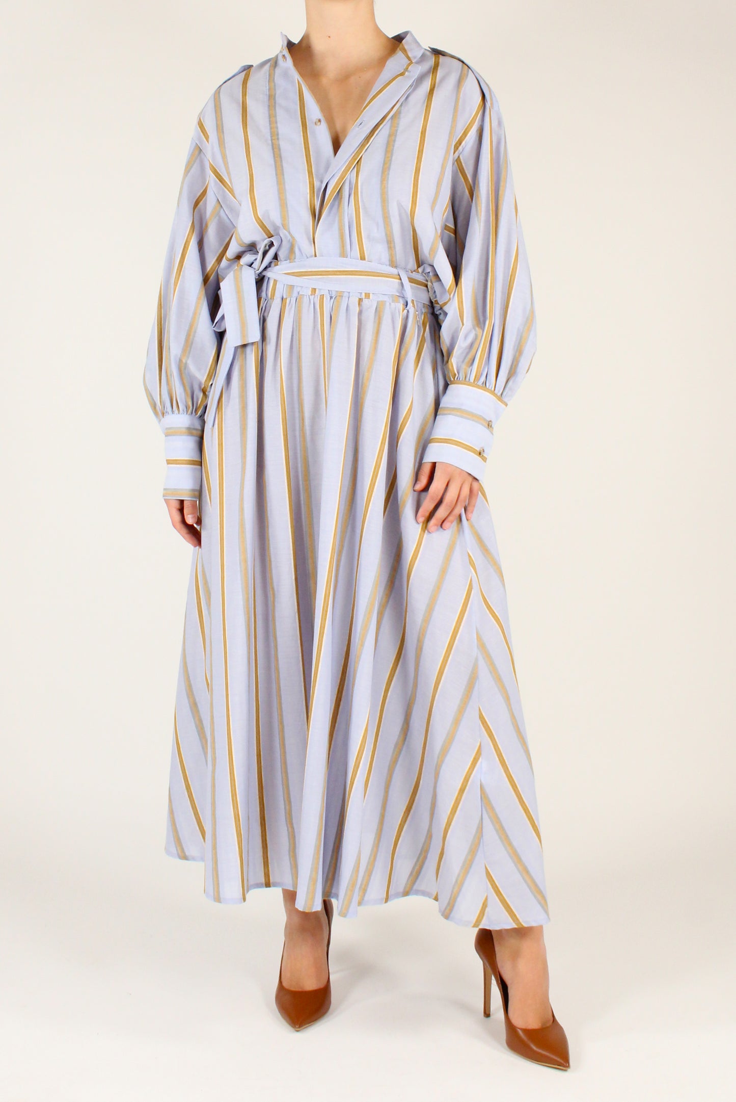 Gonna Lunga Cotone e Lino a Righe