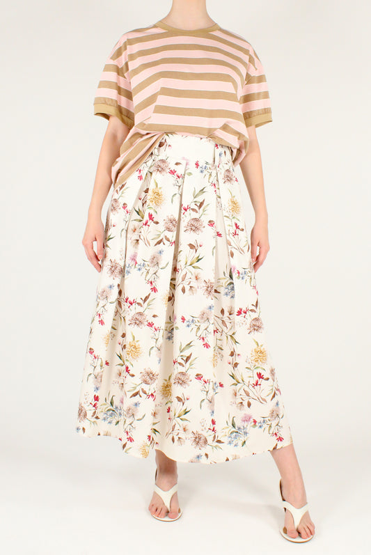 Long Skirt with Floral Print Darts