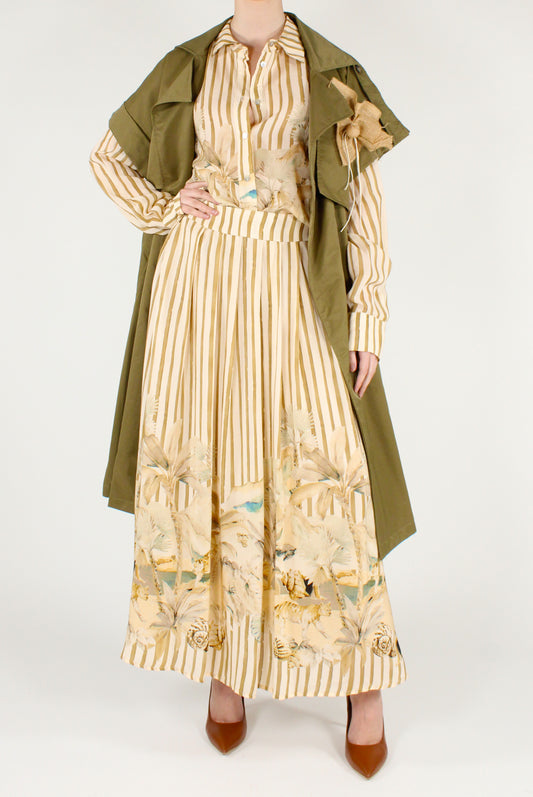 Gonna Lunga Viscosa Stampa a Righe