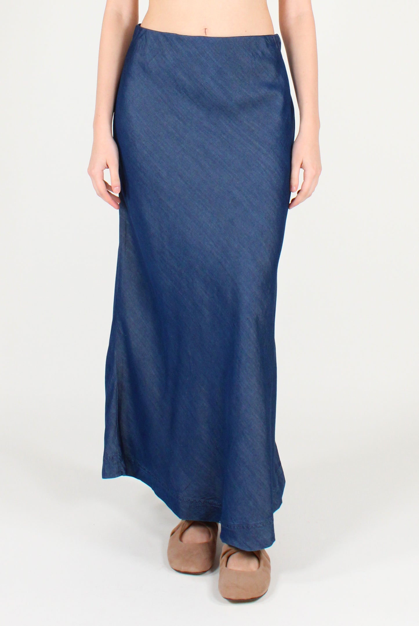 Long Flared Denim Skirt