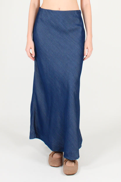 Long Flared Denim Skirt