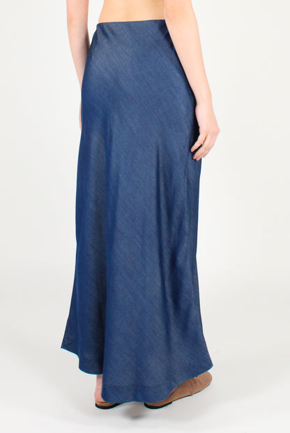 Long Flared Denim Skirt