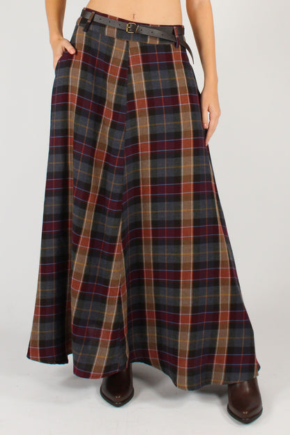 Gonna Lunga Stampa Tartan
