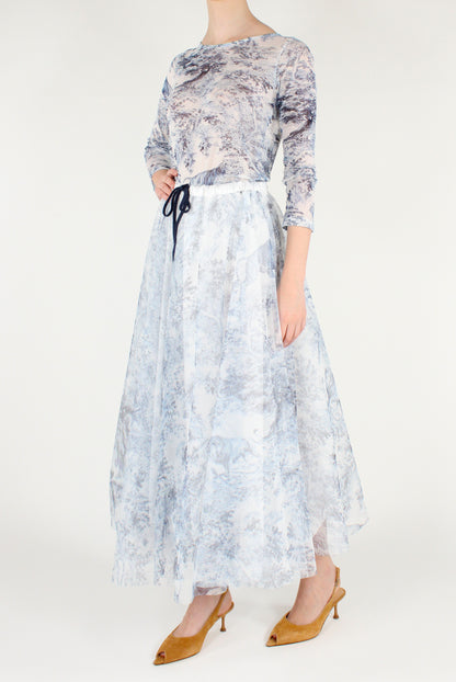 Maglia in Tulle Stampa Toile de Jouy Jungle