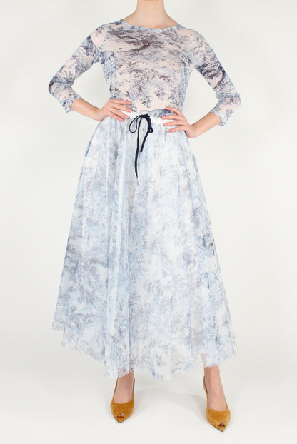 Maglia in Tulle Stampa Toile de Jouy Jungle