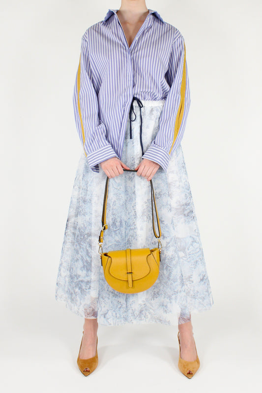 Gonna Lunga in Tulle Stampa Toile de Jouy