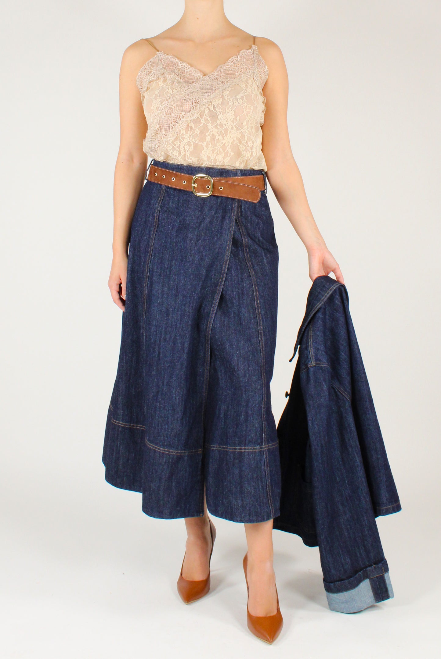 Giacca in Denim con Tasche Lavaggio Scuro