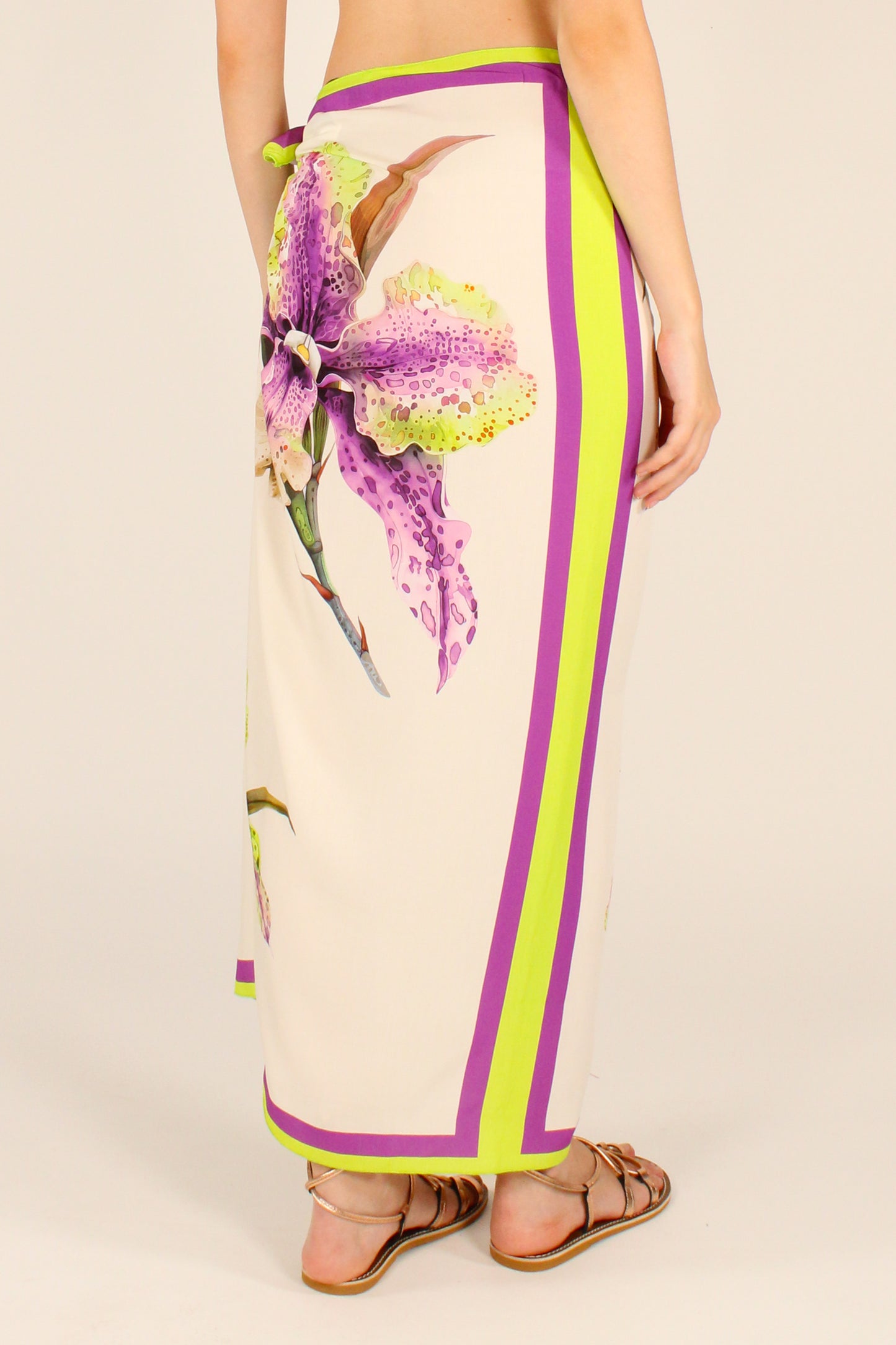 Gonna Lunga Pareo Stampa Orchidea Viola/Lime