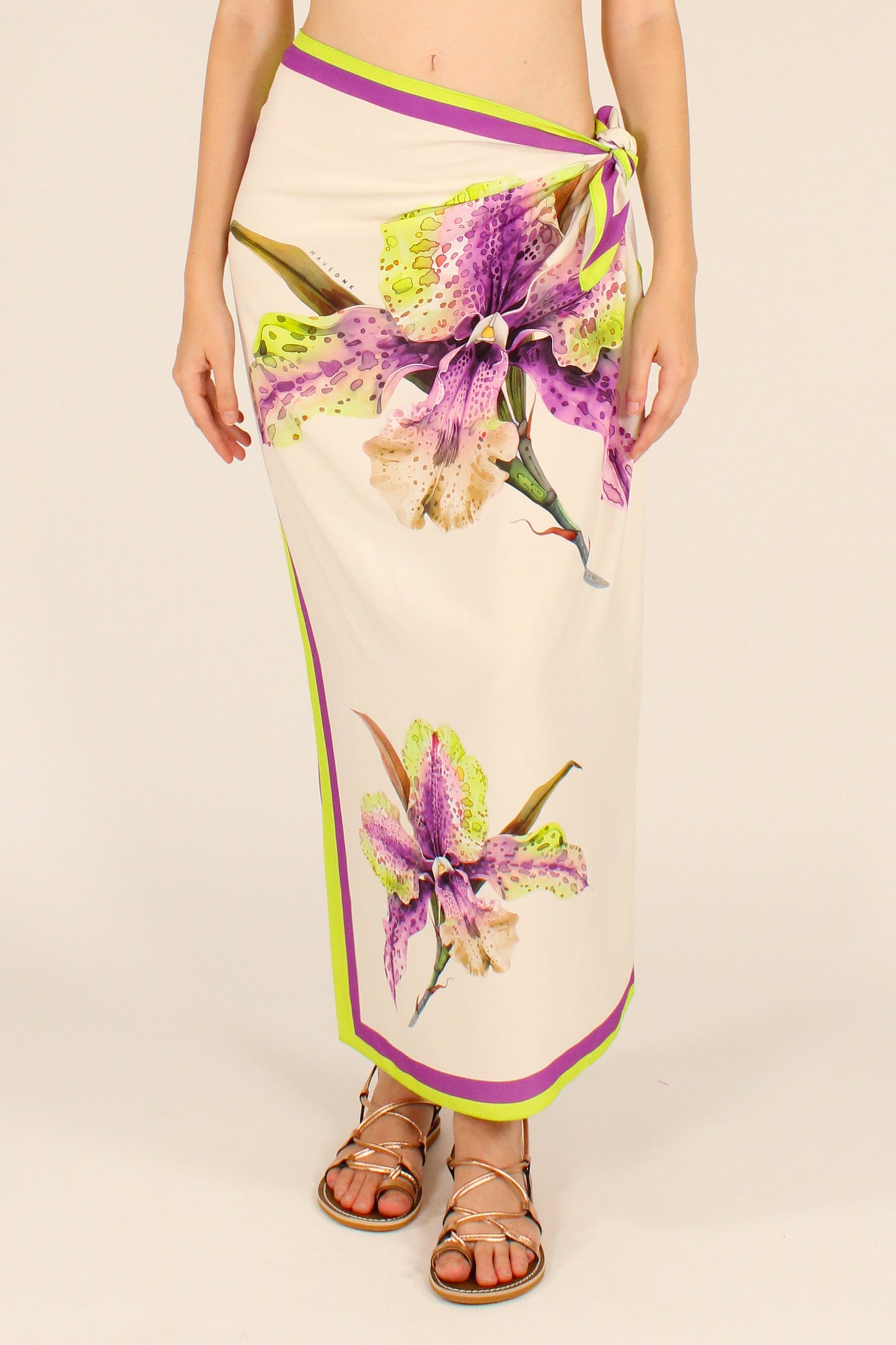 Gonna Lunga Pareo Stampa Orchidea Viola/Lime