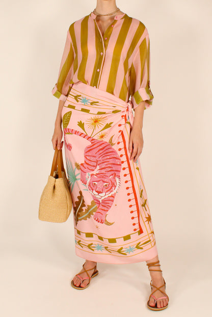 Gonna Lunga Pareo Stampa Tigre Rosa