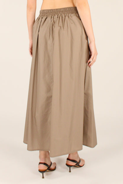 Long Skirt with Darts in Dove Grey Cotton