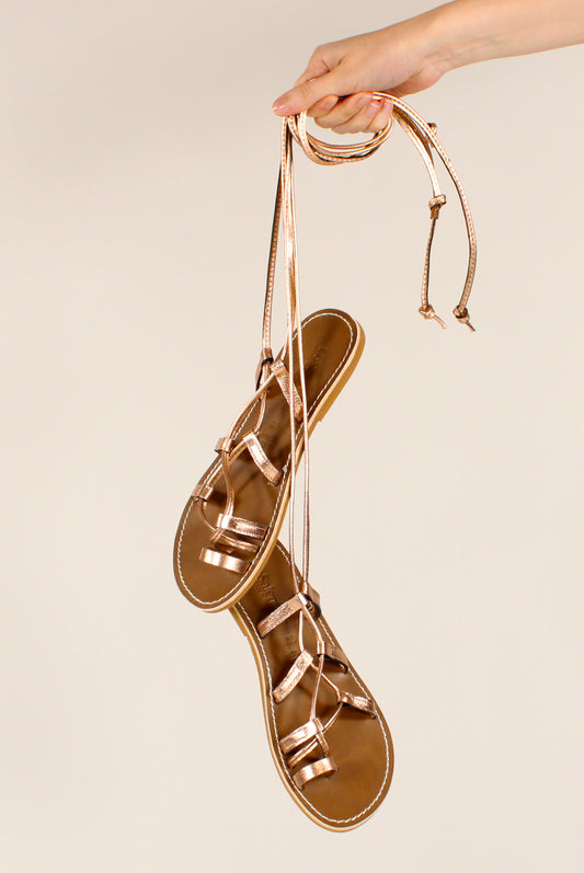 Sandali alla Schiava in Pelle Metallizzata