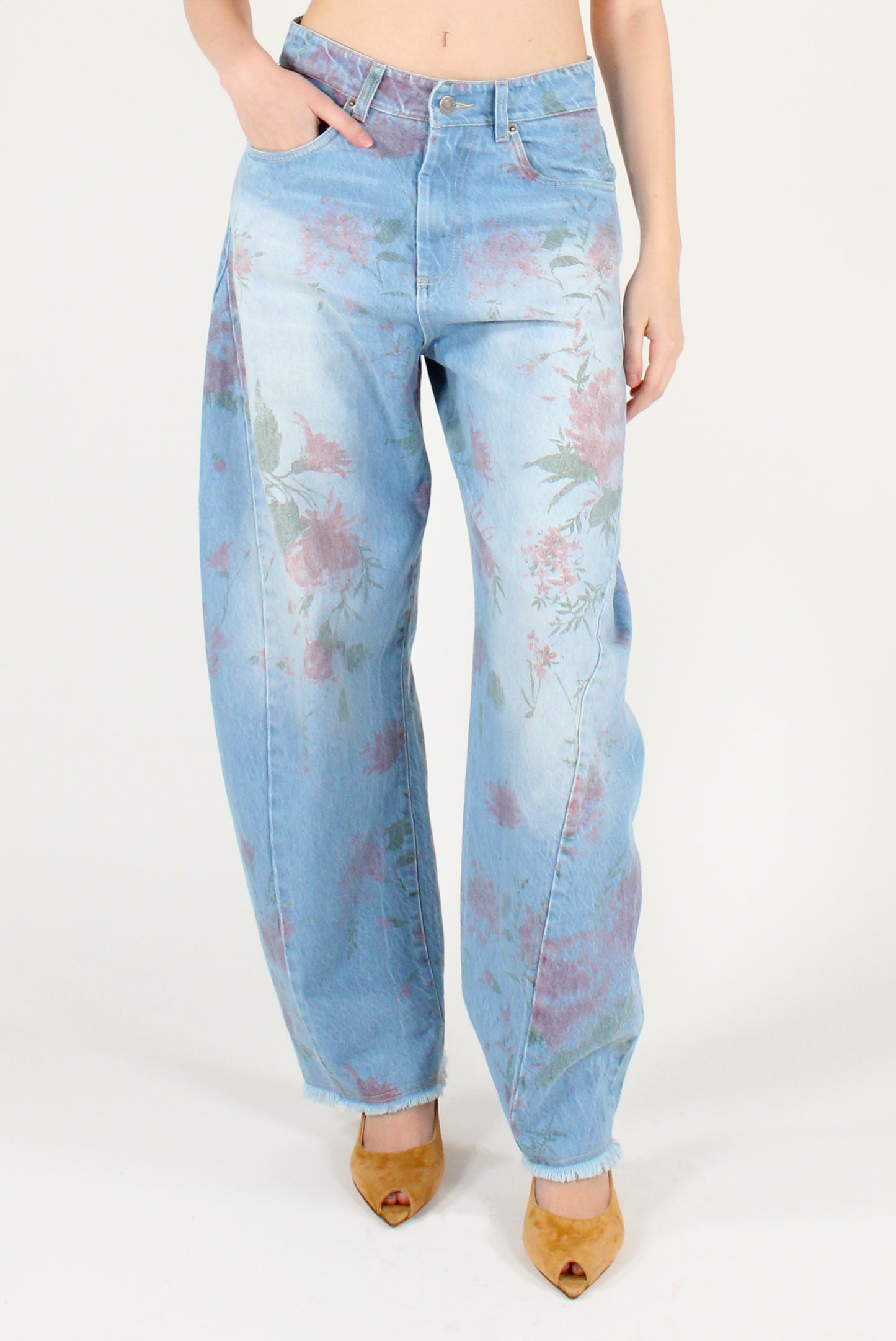 Floral Print Balloon Jeans