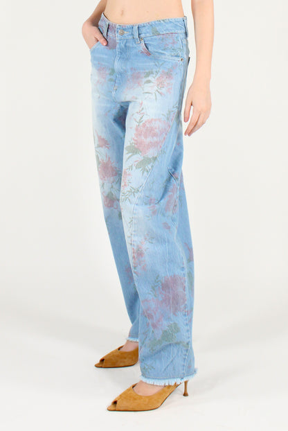 Floral Print Balloon Jeans