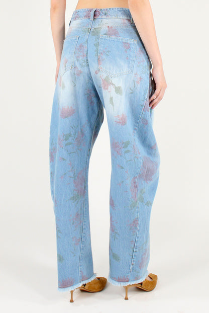 Floral Print Balloon Jeans